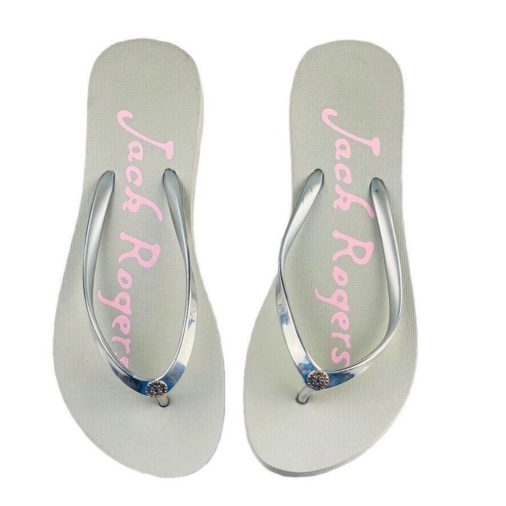Jack Rogers Shoes Skype Thongs Sandals Silver/Gray Flip Flops Women's Size 7/8 - Picture 10 of 10